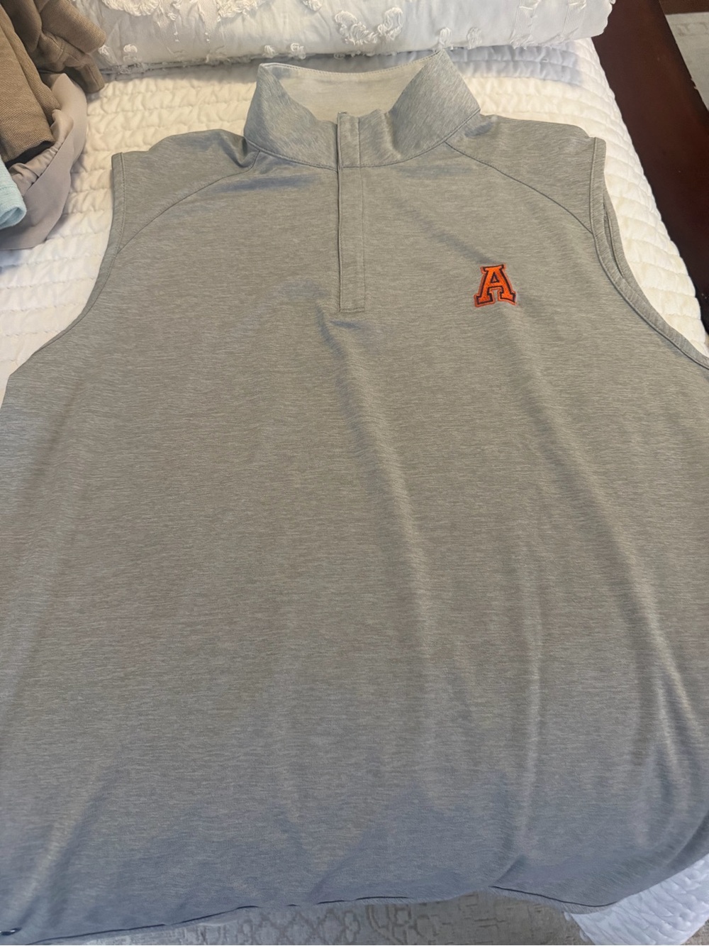 Pete Quarter-Zip Top Vest with Orange 'A' Logo - Gray
